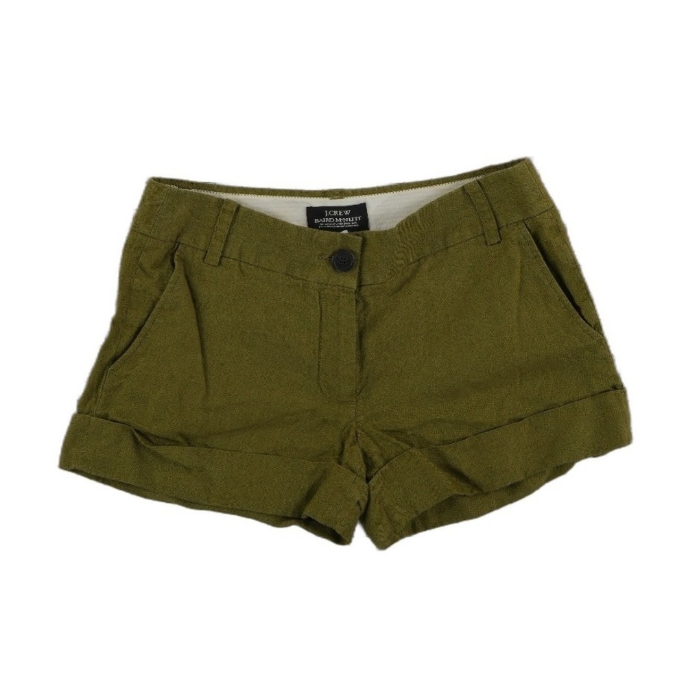 J.Crew Shorts Women's Size 4 Olive Baird McNutt Irish 100% Linen CityFit Cuffed
